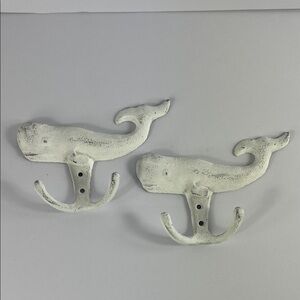 White Whale Wall Hooks Set of 2